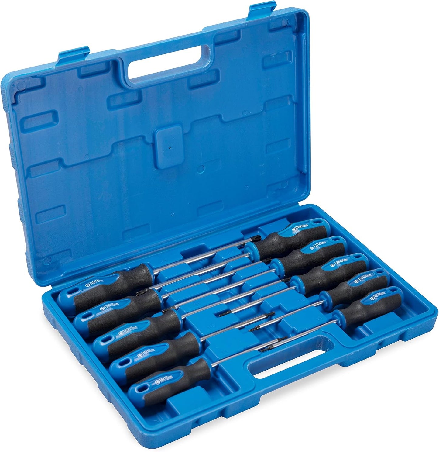 10pc Torx Screwdrivers Set, Magnetic Tip with Center Hole | Black Finished tip, Professional Cushion Grip Screwdriver Set with High Torque