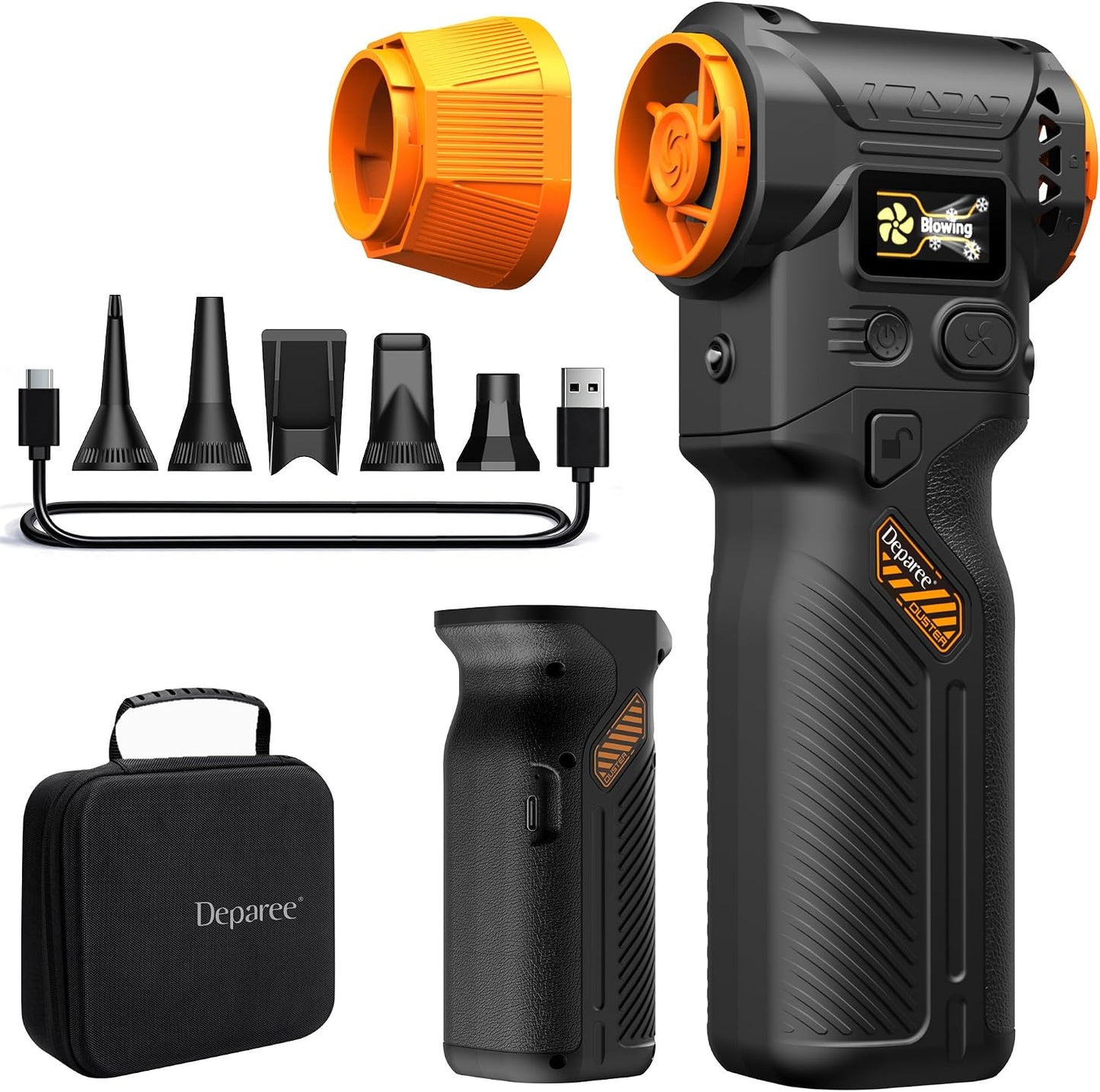 J40 Next-Gen Smart Air Blower, Compressed Air Duster, 2 Swappable Batteries, Hurricane-Level Airflow, Variable-Speed Control, Smart Display, Car Detailing, Garage, Home Cleaning, Outdoor Use - Black