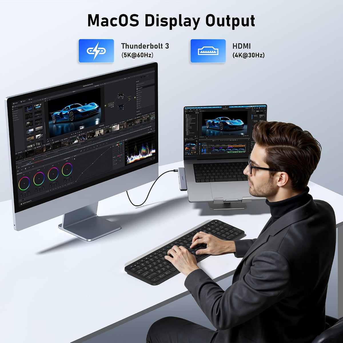 USB C Hub Adapter for MacBook Pro/Air, 8-in-2 Mac Adapter Multiport