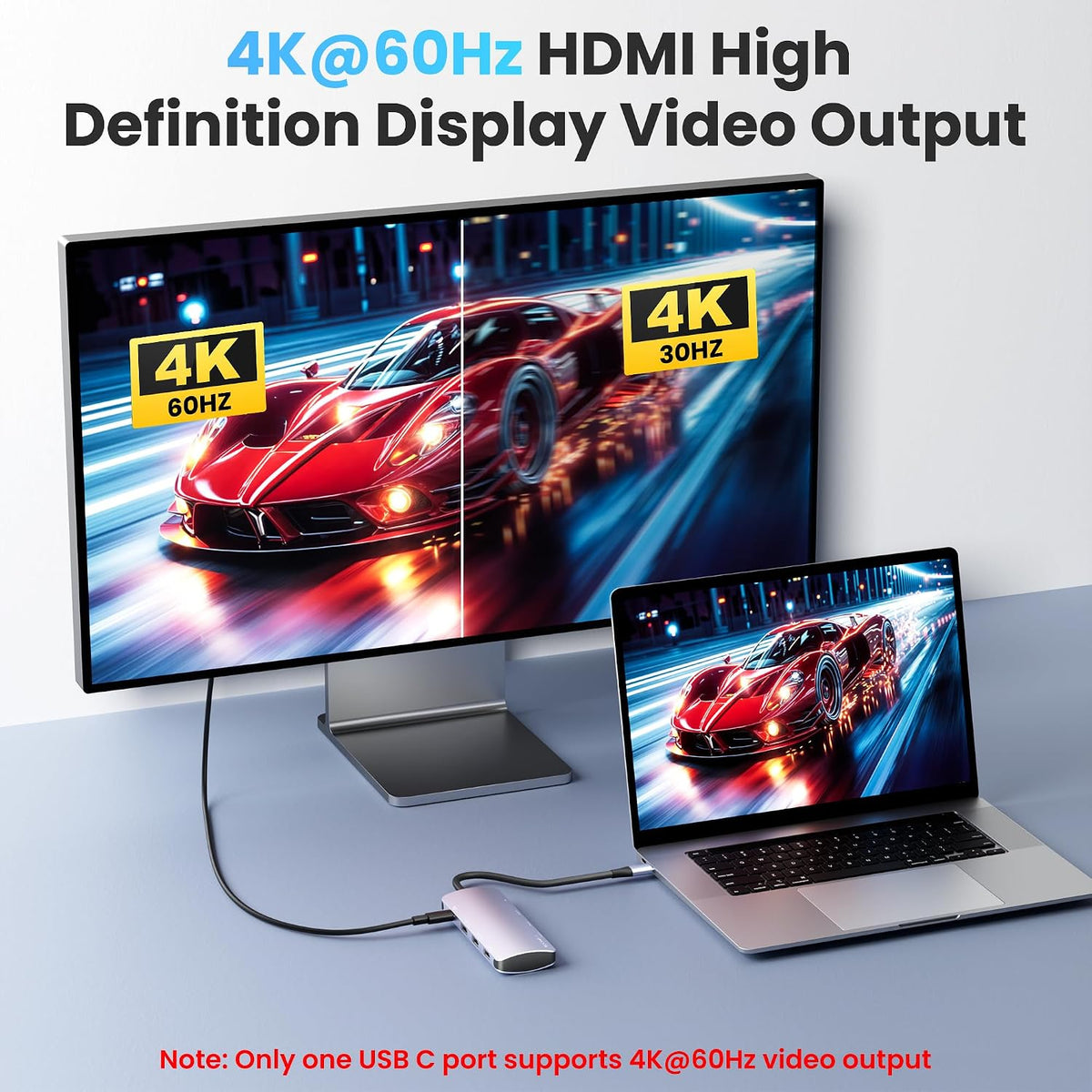8 in 1 USB C Hub 10Gbps, USB C Splitter with 4K@60Hz Video Output, 100W PD Charging & Data Transfer, Multiport USB C Adapter for MacBook Pro/Air, iPad Pro, More USB C Devices