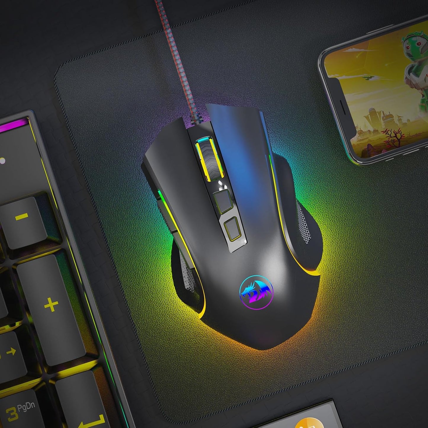Redragon M602 Gaming Mouse, Ergonomic RGB Gaming Mouse Wired with 7200 Adjustable DPI, 9 Programmable Buttons, Professional Software for Gamer Office [Black]