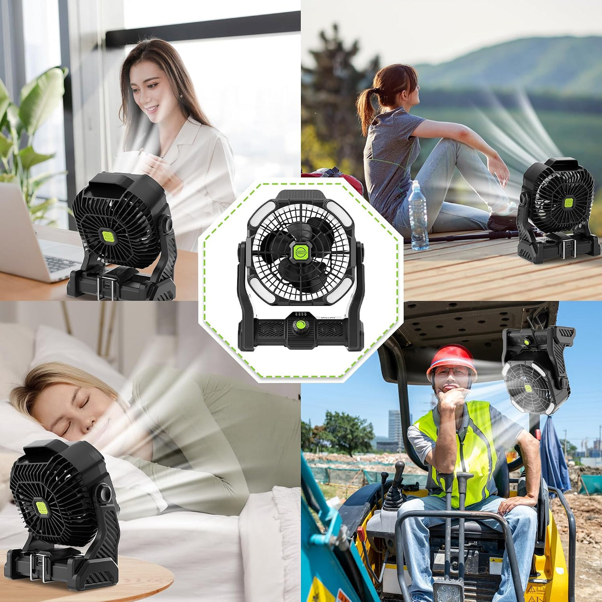 Battery Powered Fan Rechargeable Portable Camping Fan Tent with Light | 20000mAh Cordless Battery Operated Camping Fans with Light,USB Personal Fans Outdoor Camping Essentials Beach Tent for Travel