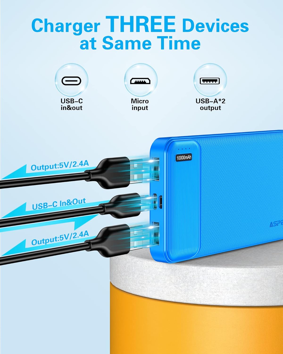 AsperX 2 Pack 10000mAh Portable Charger Dual USB Power Bank Battery Pack | Slim Portable Phone Charger , External Travel Battery Pack for iPhone, Samsung, Google LG and Heated Vest