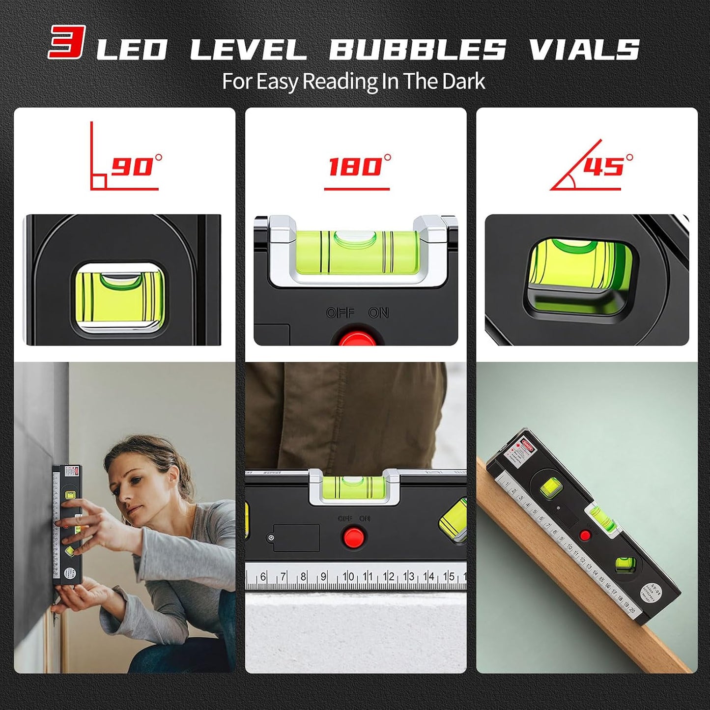 4-in-1 Laser Level 3 LED Modes Light 3 Torpedo with Tripod Magnetic | Multifunctional Torpedo Laser Level,100Ft Alignment Point,30Ft Leveling Line Laser,Hanging Picture Level Tool,Home Renovation