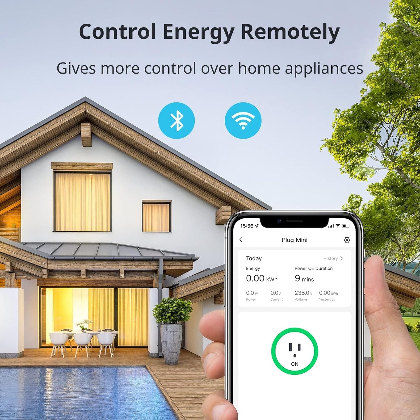 SwitchBot Smart Plug Mini, 15A Energy Monitoring, WiFi & Bluetooth Outlet, Compatible with Alexa, Google Assistant, Home Assistant, App Control, Timer Function, No Hub Required, Compact Design