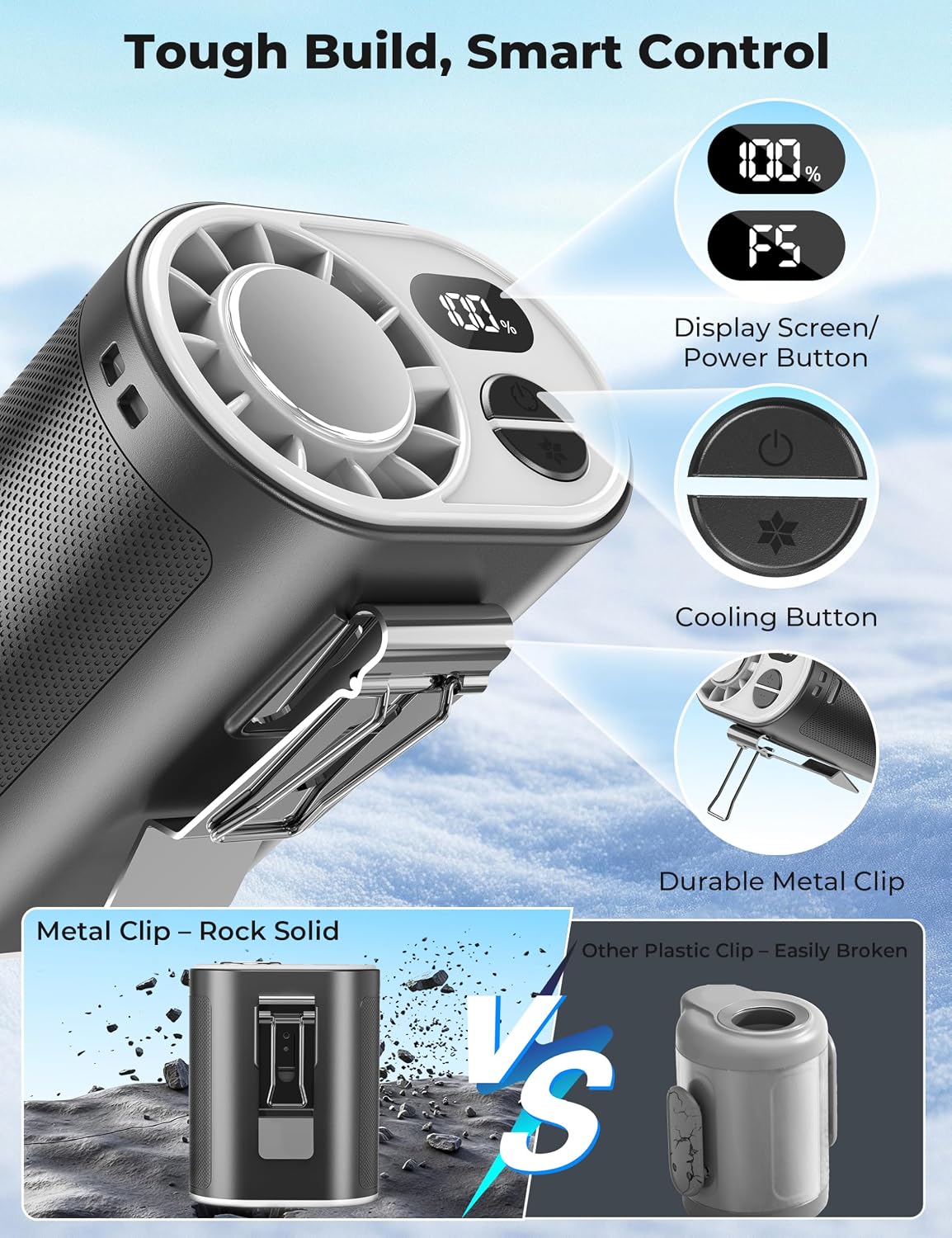 Portable Waist Fan with Ice Cooling, Instant Chill to 50℉, Mother Father Day Gifts for Mom Dad, Belt Clip Fan for Blue Collar Travel Camping Essentials, 12000RPM Cool Gadgets for Men Women 2026