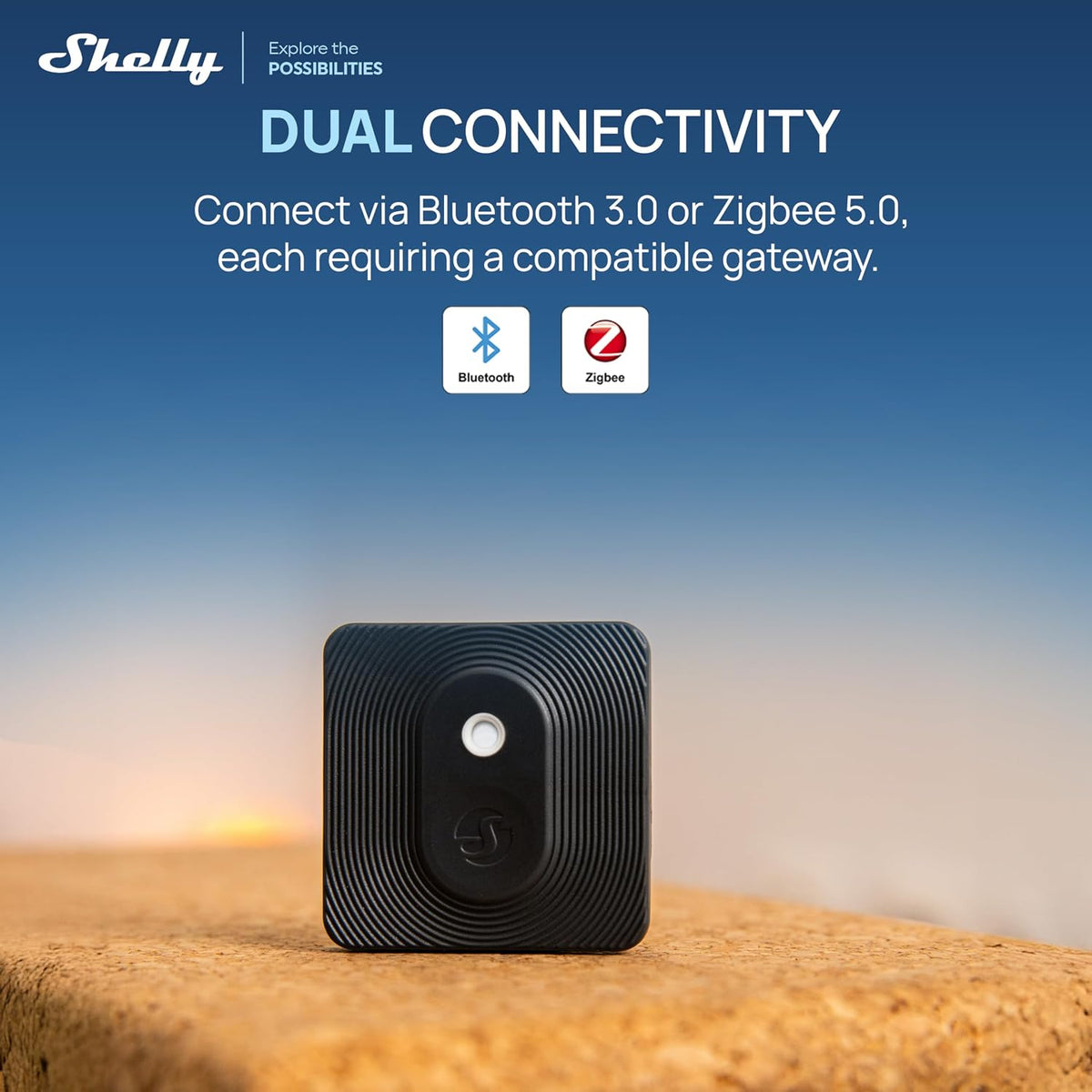 Shelly BLU H&T ZB Black, Bluetooth & Zigbee Operated Temperature & Humidity Levels Sensor, Compatible with Home Assistant, Alexa, Google Home, Water & Dust Resilient, IP54, Real Time Monitoring