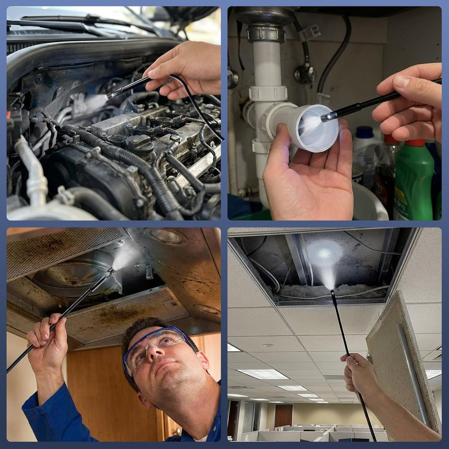 DualLens Endoscope Camera with Light,1920P HD Inspection Camera for Automotive & Home, IP67 Waterproof Borescope with Semi-Rigid Snake Cable,Detects Pipe Clogs,Engine Issues-16.5FT for iPhone Android