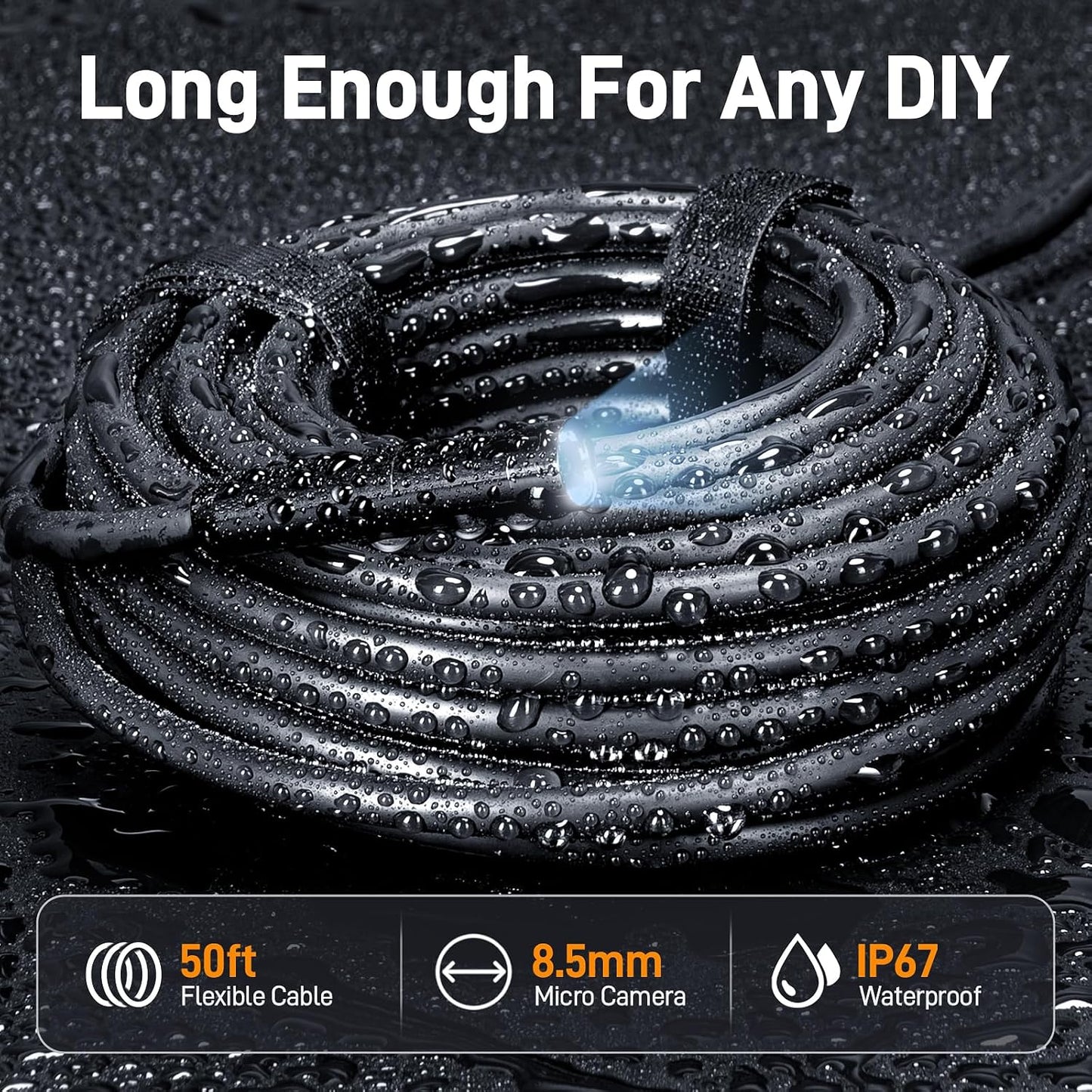 Teslong 50FT USB C Borescope Camera with Light for iPhone 15/16/17 Android | 15m DIY Scope Camera for Sewer Drain Pipe Inspection, 8 LED Lights, IP67 Waterproof, 1.0MP HD Endoscope, Flexible Snake Cable