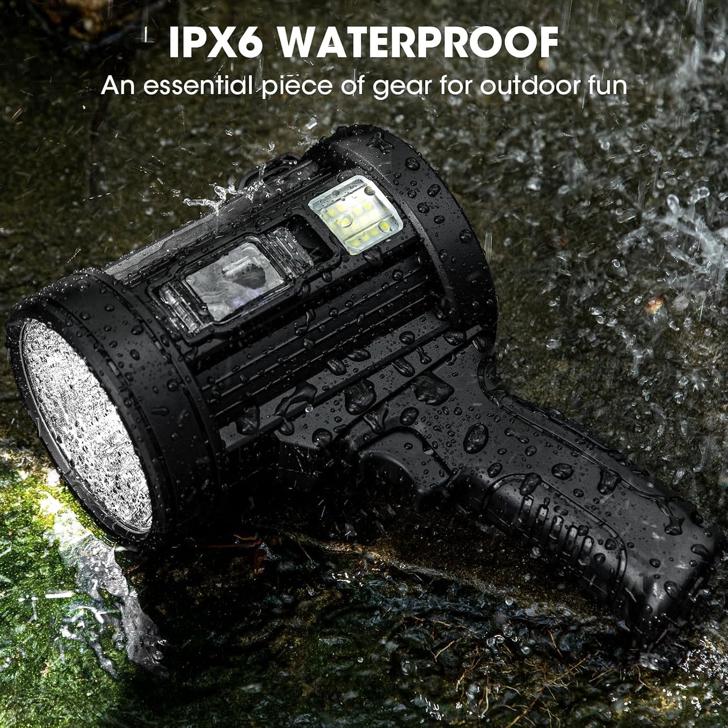 Kmivo Rechargeable Spotlight, 2,000,000 Lumens Super Bright Handheld Led Flashlight, Outdoor Spot Light with Cob Light and Solar Panelsfor Boating Camping