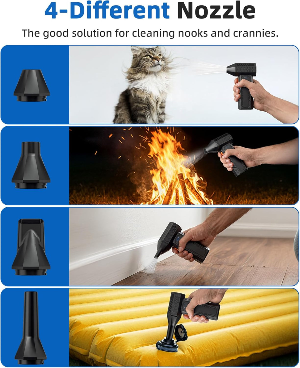 Compressed Air Duster - Electric Air Duster Super Power 130000RPM, 3-Gear Adjustable Mini Duster Blower with Fast Charging, Air Duster Rechargeable for Computer, Keyboard Cleaner, House, Outdoor, Car