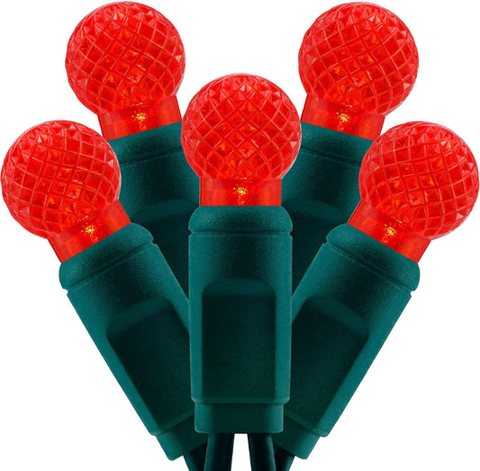 YULETIME 140 Red Raspberry Christmas Lights, 2-Set 24 ft 70ct One-Piece LED