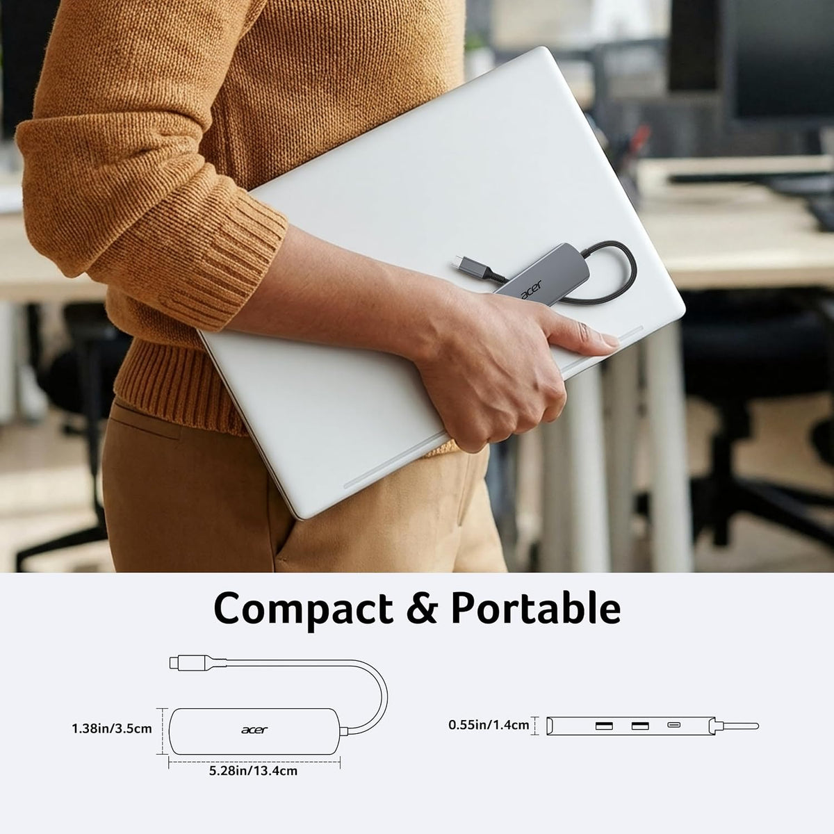 acer 6 in 1 USBC Hub with Ethernet, 4K@60Hz USBC to HDMI Multiport Adapter