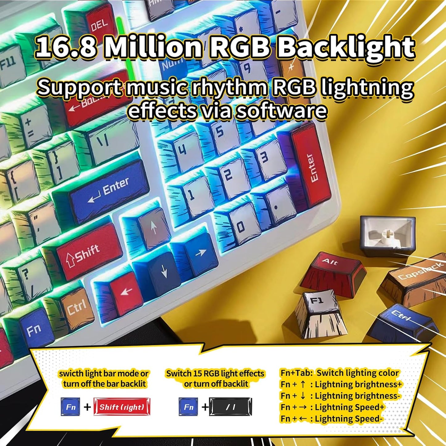 Aula F99 Mechanical Keyboard Wireless Creamy Computer Gaming Keyboards | 8000mAh Rechargeable,Hot Swappable Custom,RGB Backlit,Tri-Mode BT5.0/2.4GHz/USB-C,Pre-lubed Linear Switches,Gasket Structure