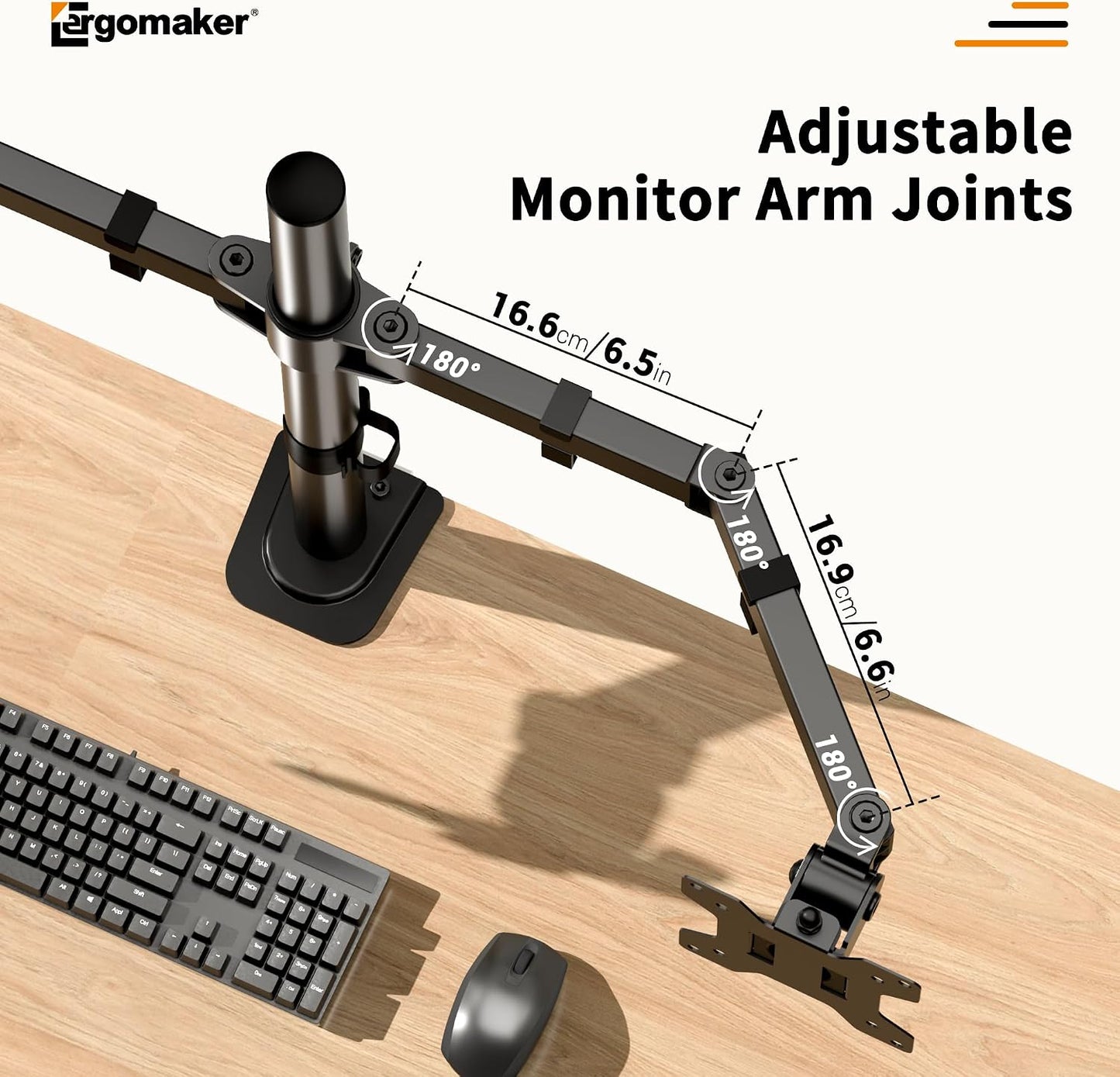 Dual Monitor Stand, Arm Monitor Desk Mount for 13" to 27" 2 Screens, Full Adjustable Height, Tilt Swivel Rotate, Holds 22 lbs per Arm, Easy to Install