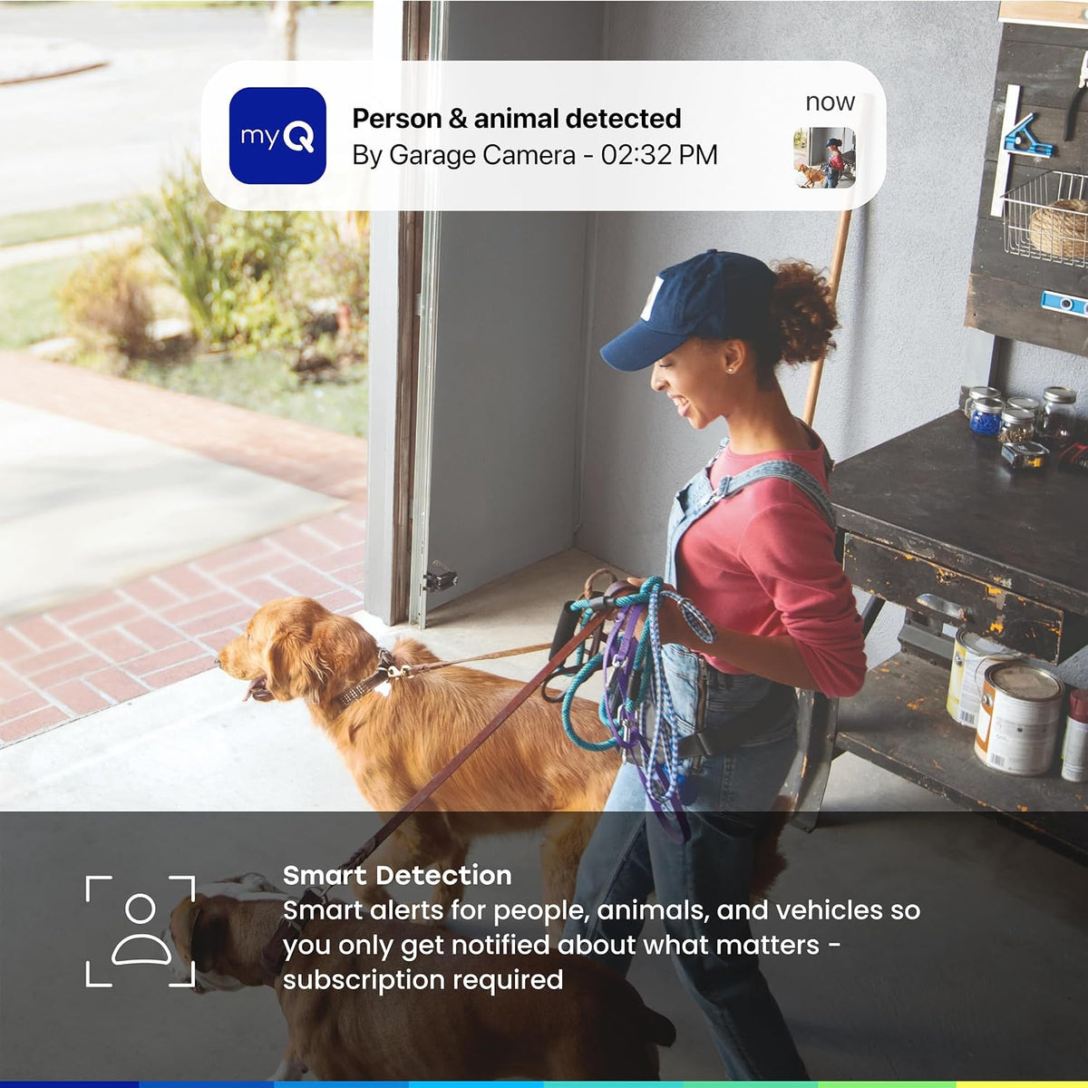myQ Garage Plug-in Camera Gen 2 – 2K Smart Wi-Fi Garage Camera with Night Vision, Wide-Angle Lens, 2-Way Audio, Magnetic Base & Motion Alerts, App Control – Compatible with Your Garage Door Opener