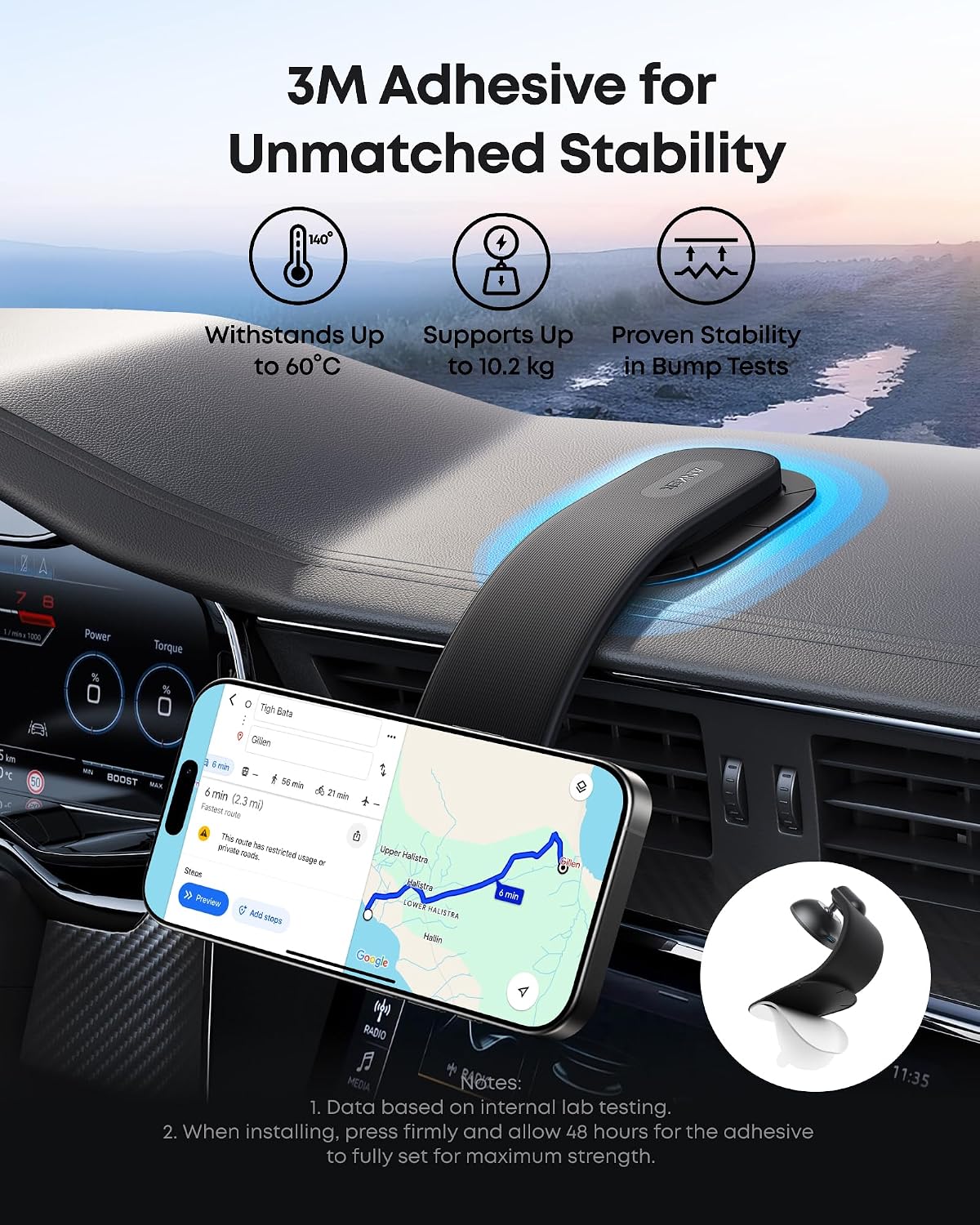 Anker Nano Magnetic 15W Car Charger with Alloy Bracket Wireless | Qi2-Certified 360-Degree Adjustable Mount with Detachable Pad, for iPhone 17 / 16 / 15 / 14 / 13 Series (Adapter Included)