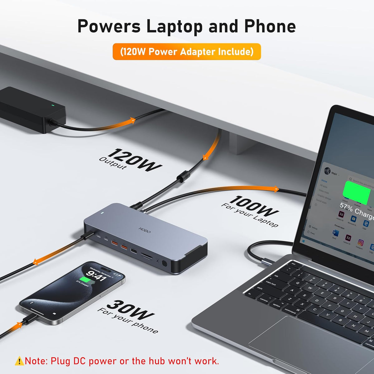 Laptop Docking Station with 120W Power Adapter,Docking Station Dual Monitor
