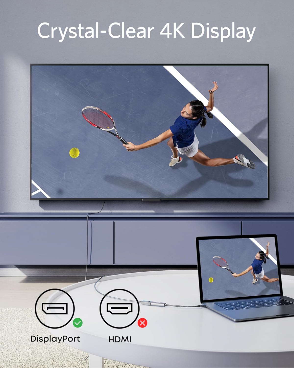 Anker USB-C to DisplayPort Adapter, Mirror or Extend up to 4K@60Hz Adapter | Aluminum, Portable, Connect to DisplayPort monitor, for MacBook Pro/Air, iPad Pro, XPS 15/13, Spectre, Surface, and More