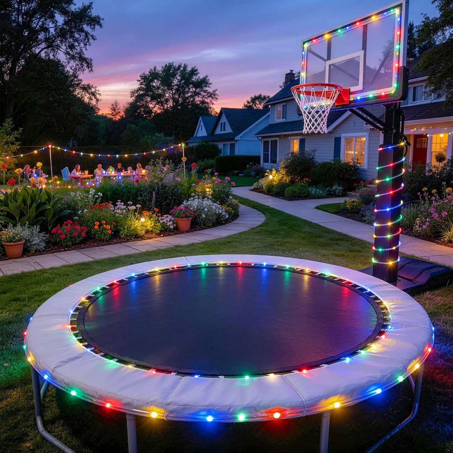 JMEXSUSS 2 Pack Battery Operated String Lights with Remote, Camping Lights | Total 200 LED 66ft 8 Modes Waterproof Battery Powered Rope Lights Indoor Outdoor for Trampoline Camping Decor (Multicolor)