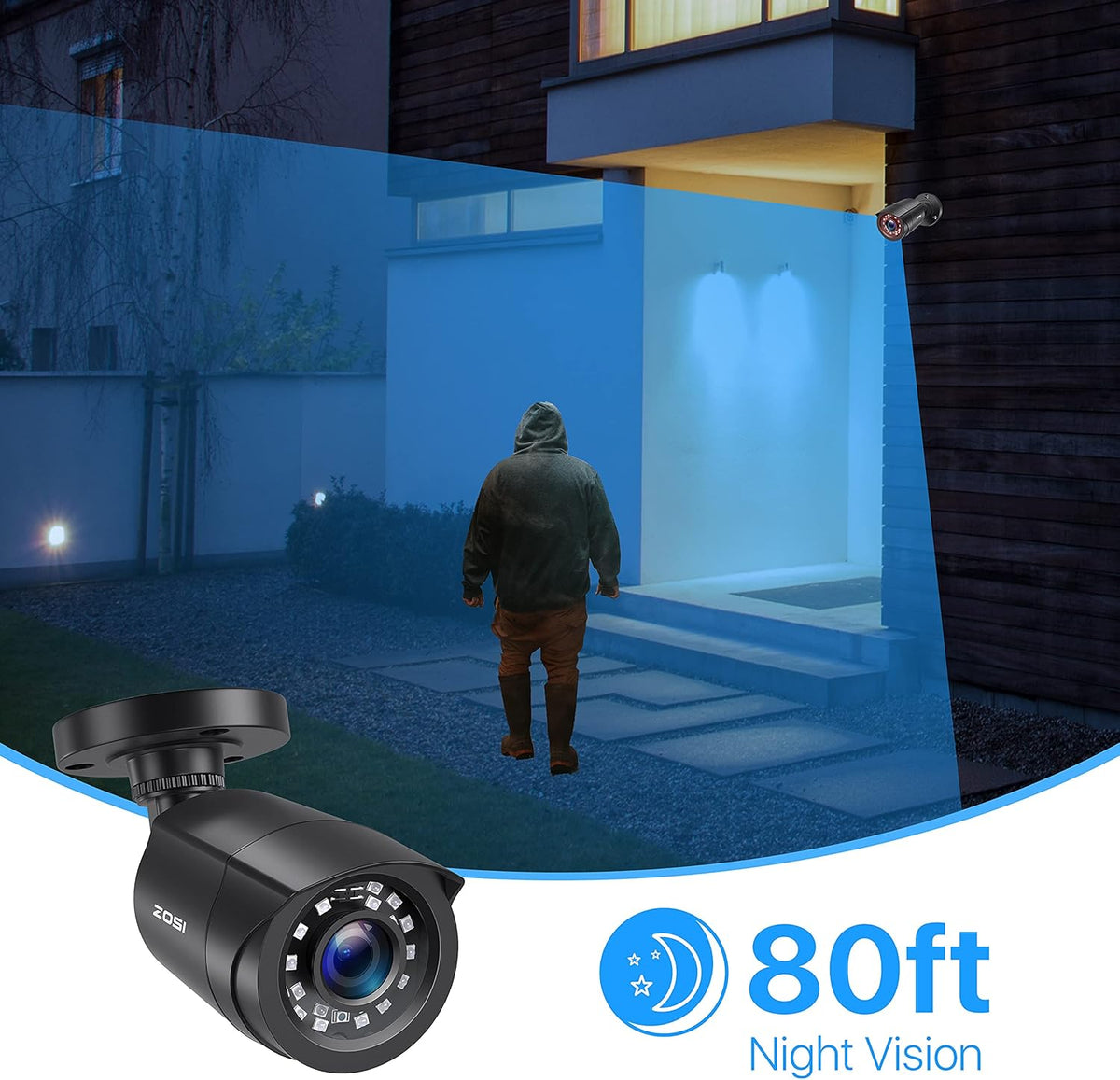 ZOSI 4 Pack 1080P HD TVI Wired Security Cameras, Outdoor Indoor Bullet Cam