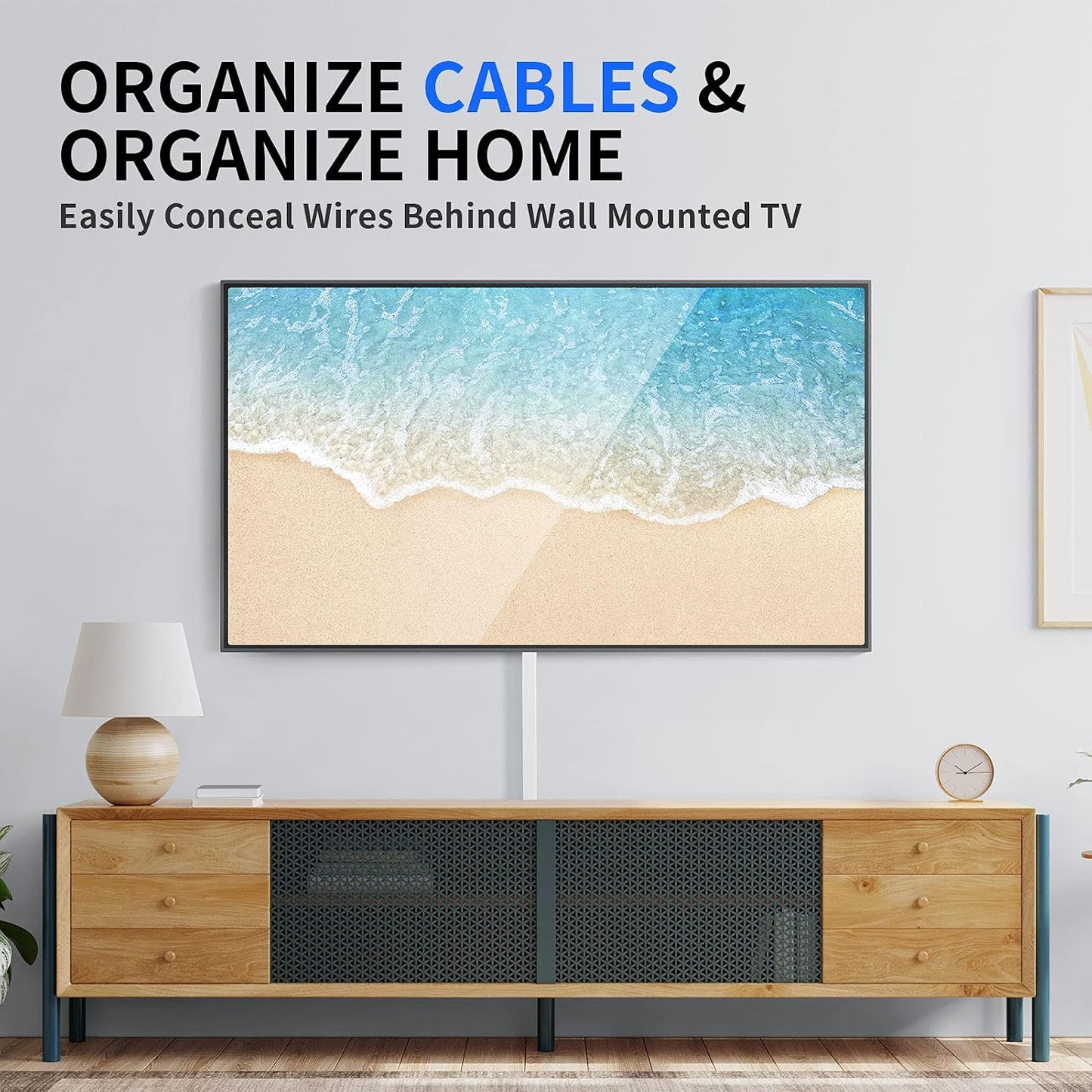 Delamu Cord Hider, 315in Total Cord Covers for Wires on Wall, Paintable Cable Cover for Wall Mounted TV, Easy Install Cable Raceways to Hide 1-2 Cords, 20 Pack, Each 15.7"L x 0.59"W x 0.40"H, White