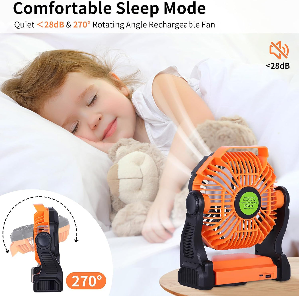 20000mAh Portable Fan Rechargeable Battery Powered Fan Camping Essentials | TDLOL Cordless Rechargeable Battery Operated Camping Fan with Light & Hook,USB Personal Fans Outdoor Beach Tent Travel Desk