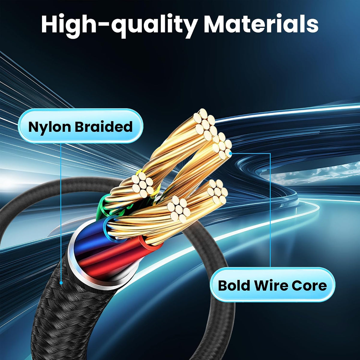 240W USB C to USB C Cable, 5 Pack Braided Type-C Fast Charging Cord(Black)