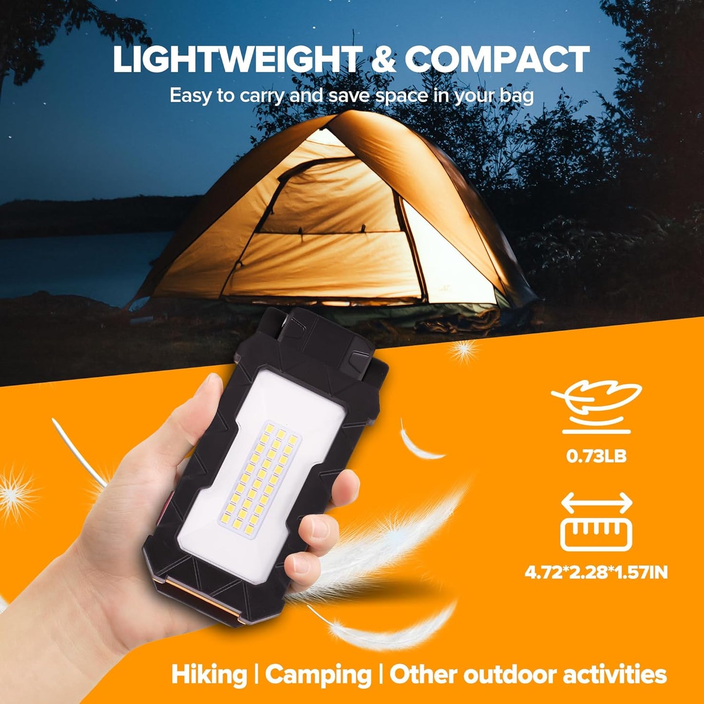 LUTEC Rechargeable Work Light, 1000 Lumens LED Magnetic Light with Magnetic Base and Hanging Hook，360°Rotate and 200°Swivel for Car Repair, Emergency and Camping (Orange)