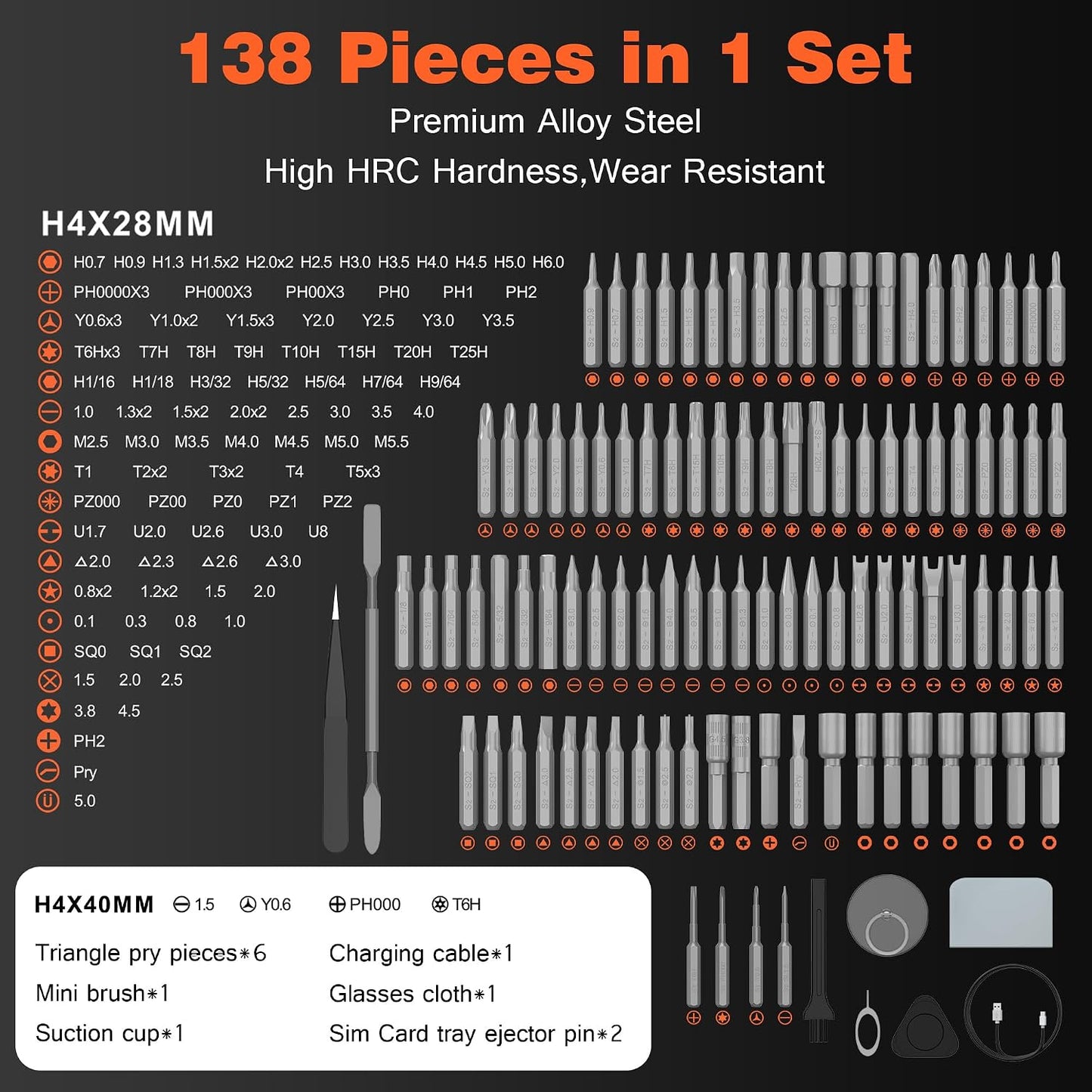 138-IN-1 Electric Screwdriver Set Cordless with 120 Precision Bits | Rechargeable Screw Driver with LED Light Magnetic Storage Home Repair Tool Kit for Electronics, Camera, Watch, PC RC
