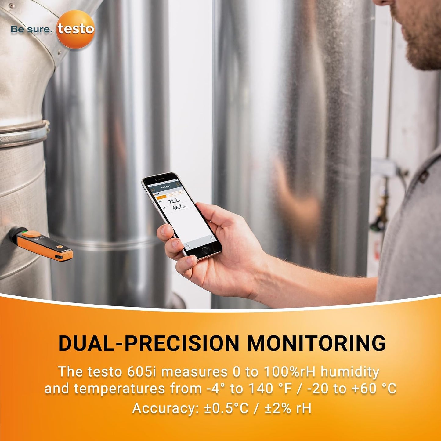 testo Smart Probe Kit - HVAC/R Test & Load Set for Air Conditioning, Refrigeration & Heating System - with 2X 115i Clamp Meter, 2X 549i High Pressure Gauge, 2X 605i Thermohygrometer – with Bluetooth