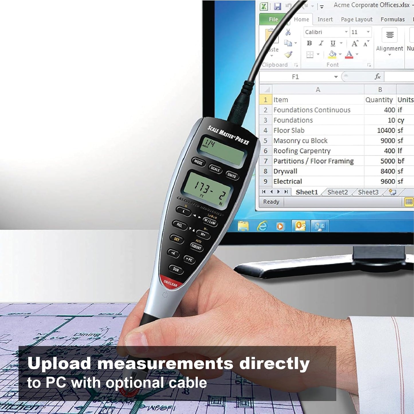 Calculated Industries 6135 Scale Master Pro XE Digital Plan Measure | Advanced Estimating Takeoffs from Blueprints with 91 Imperial/Metric Scales and 10 Custom Scales for Out-of-Scale Plans