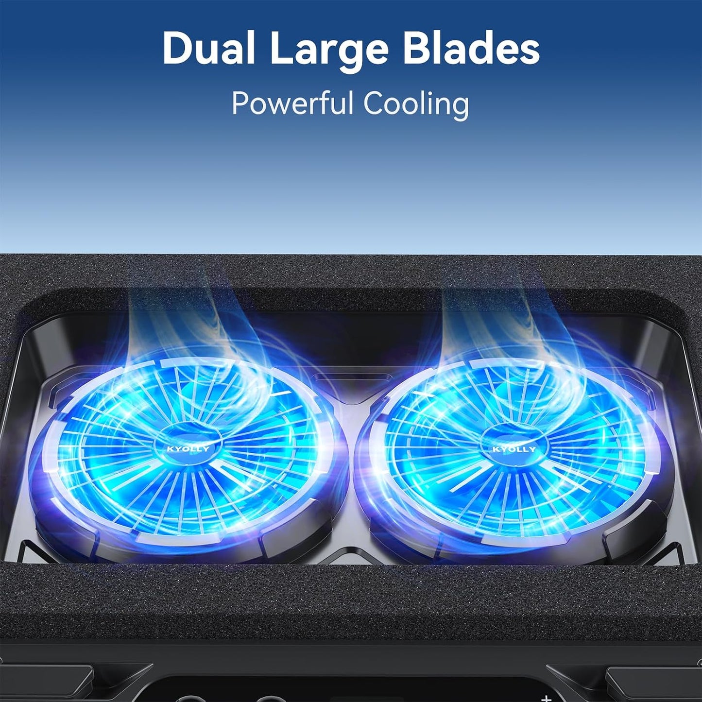 KYOLLY RGB Gaming Laptop Cooling Pad with Two Turbo Fan 3000RPM, Rapid Cooling for 15.6-19.3" Laptops, Variable Speed Control, 6 Adjustable Heights,10 RGB Lighting Modes,4 Hub