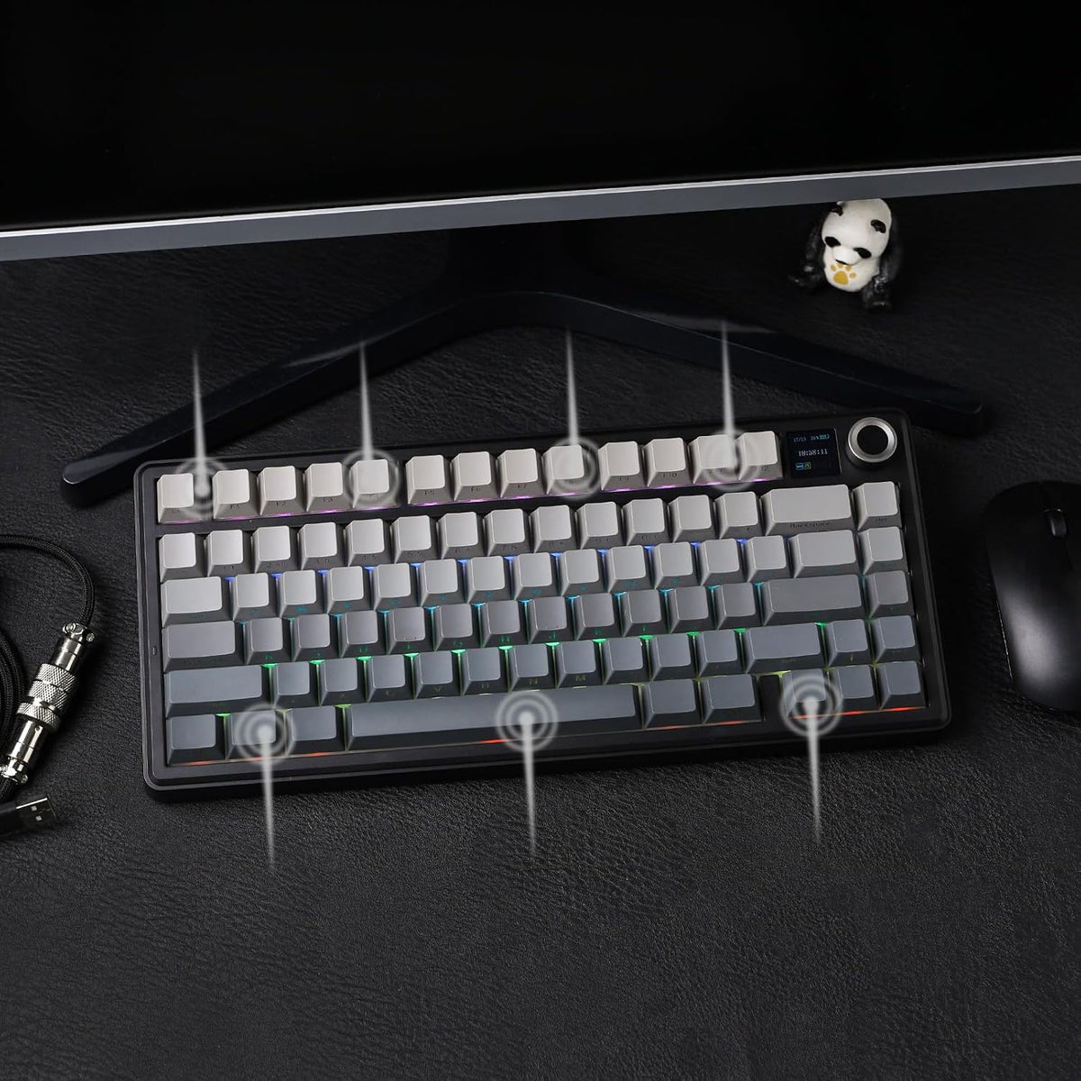 EPOMAKER X Aula F75 MAX Wireless Mechanical Keyboard with TFT Screen and Knob, Gasket Gaming Keyboard in 75% Layout, Hot Swappable, RGB Backlight, for PC/Mac/Linux (Black Gradient)