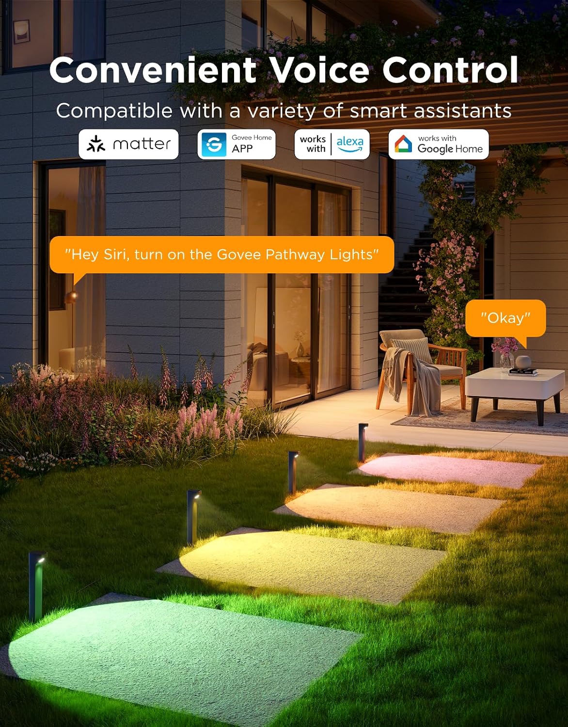 Govee Outdoor Pathway Lights 2 Lite, 8 Pack, 190 lumens, IP67 Waterproof | 16 Million Colors, 60+ Scene Modes, for Path, Landscape Lighting, Outdoor, Compatible with Alexa, Google Assistant, Matter