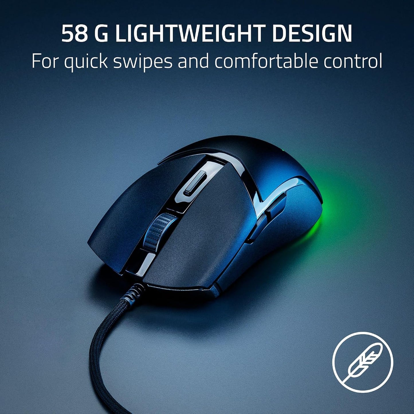 Razer Cobra Wired Gaming Mouse, Gen-3 Optical Switches, 58g, Black | Chroma RGB Lighting with Underglow, Precise 8500 DPI Optical Sensor, 100% PTFE Mouse Feet