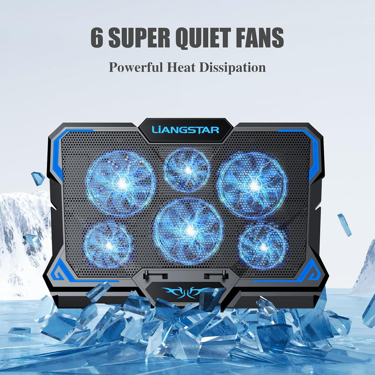 Laptop Cooling Pad, Laptop Cooler with 6 Quiet Led Fans for 15.6-17 Inch Laptop Cooling Fan Stand, Portable Ultra Slim USB Powered Gaming Laptop Cooling Pad, Switch Control Fan Speed Function