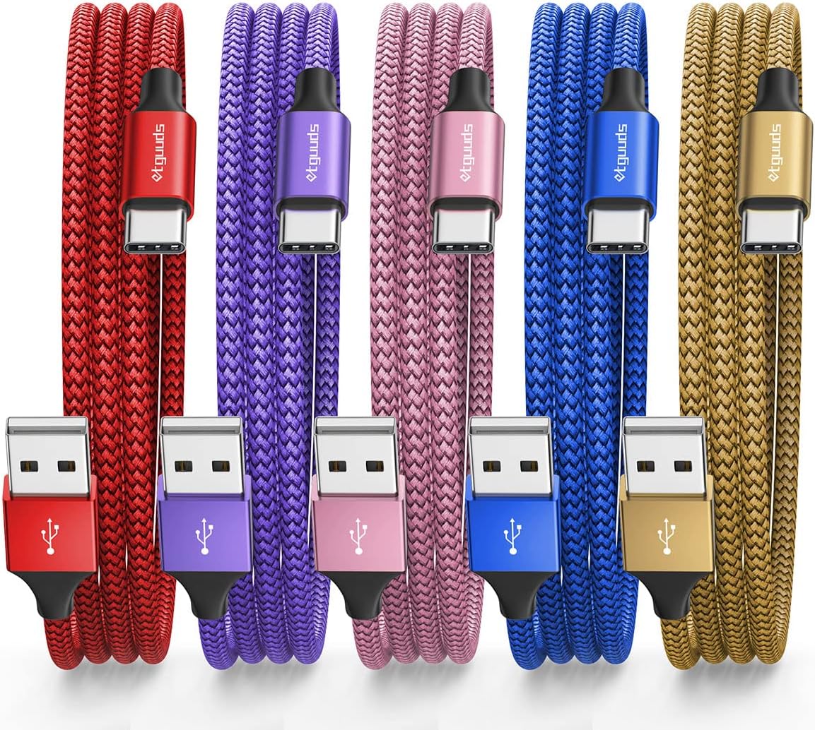 etguuds USB to USB C Cable 3ft, 5-Pack USB A to USB C Cable Fast Charging