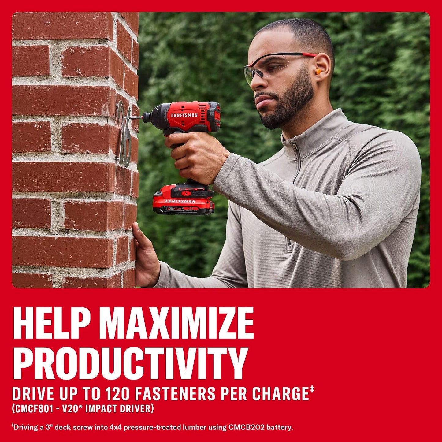 CRAFTSMAN V20 Cordless Drill Driver and Impact Driver, 2 x 2Ah Lithium Ion Battery and Charger, Two Power Tools, 1700 RPM 1/2 In. Electric Drill, 1800 Torque 1/4 Impact Screwdriver (CMCK201D2)