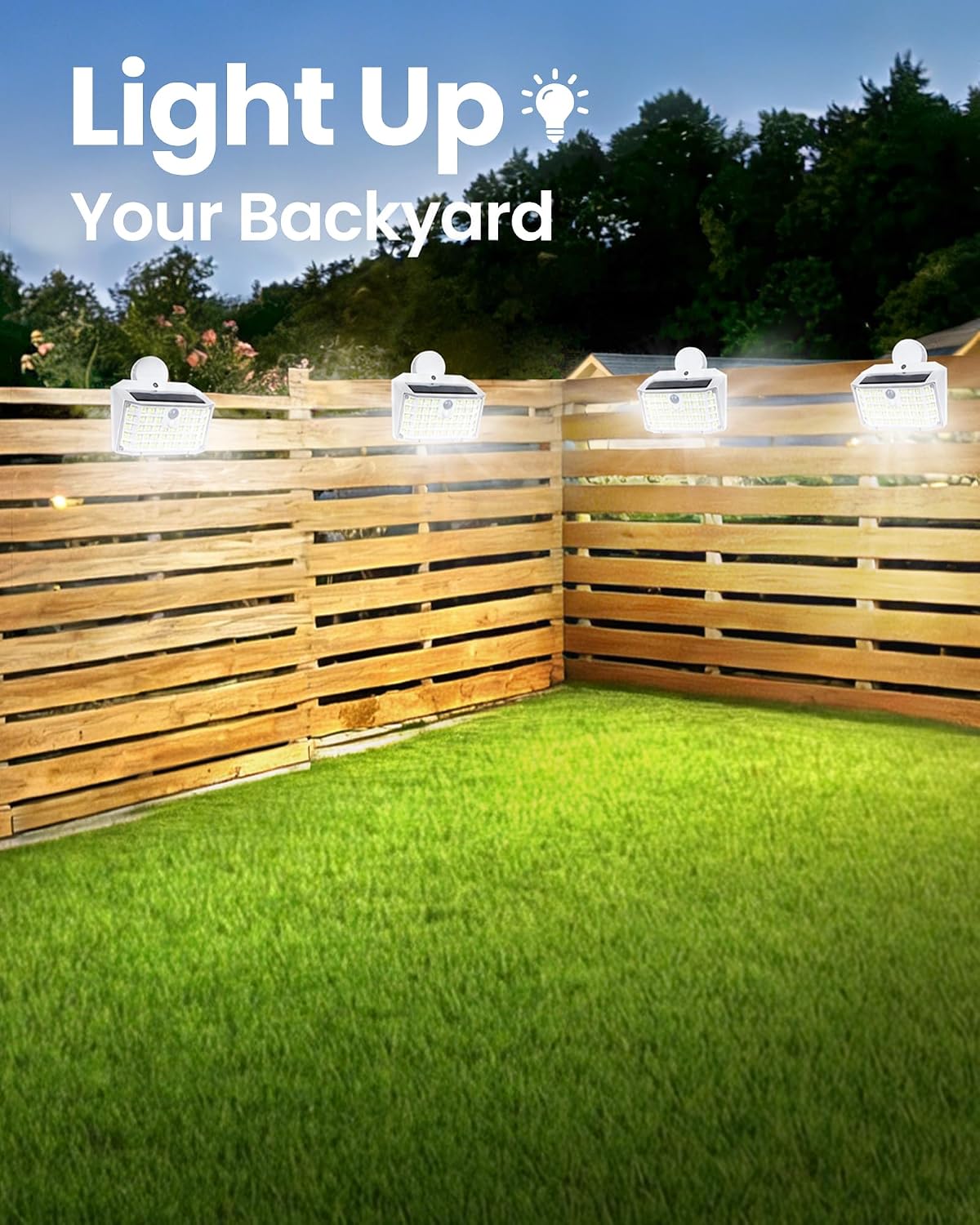 LUHLEE Clip on Solar Fence Lights Outdoor, 176 LED Motion Sensor Lights