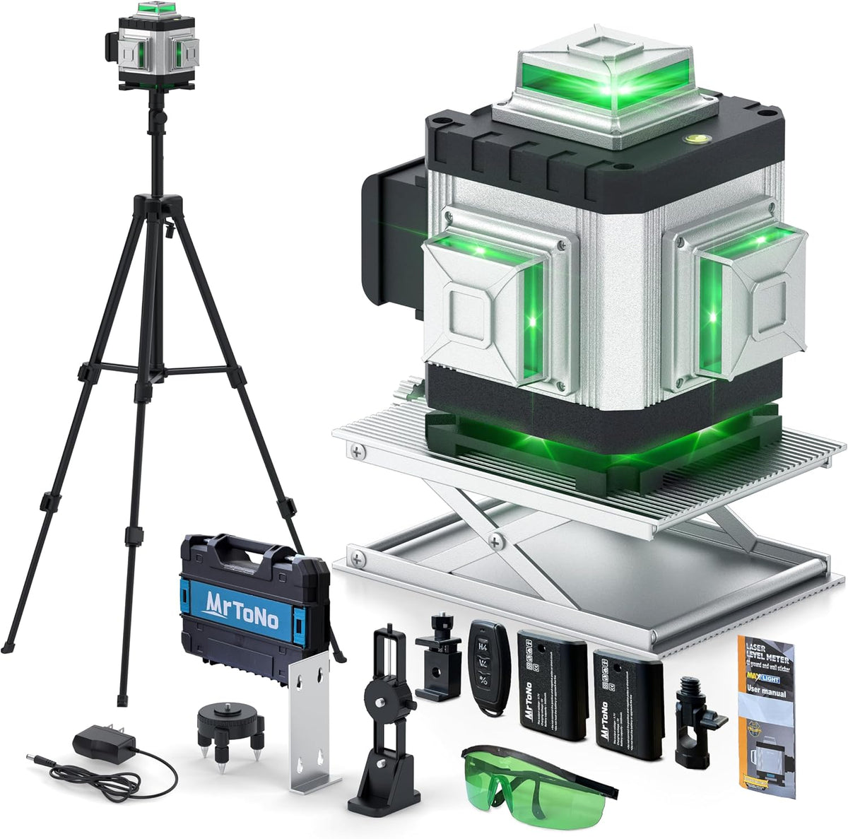 Laser Level, MrToNo 4 x 360 °laser level 360 self leveling 16 Lines 4D | tool Green 360 laser level , for Construction, Ceiling, Tiling, Framing, Home Renovation, Picture Hanging