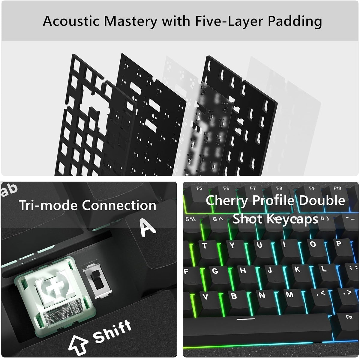 Womier SK75 75% Keyboard Full Aluminum Wireless Mechanical Gaming Keyboard