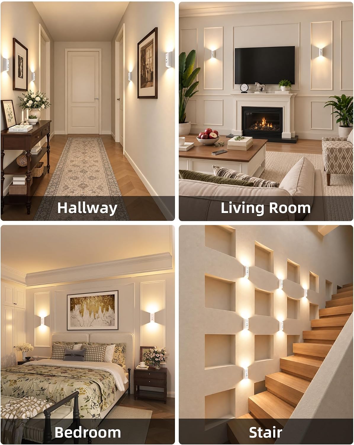 EZVALO Motion Sensor Wall Light with Remote Control, Wireless Wall Lamp, 3 Color Temps, Dimmable, Magnetic, LED Indoor Rechargeable Wall Sconce, 4000mAh, for Hallway, Stair, Bedroom, Renters