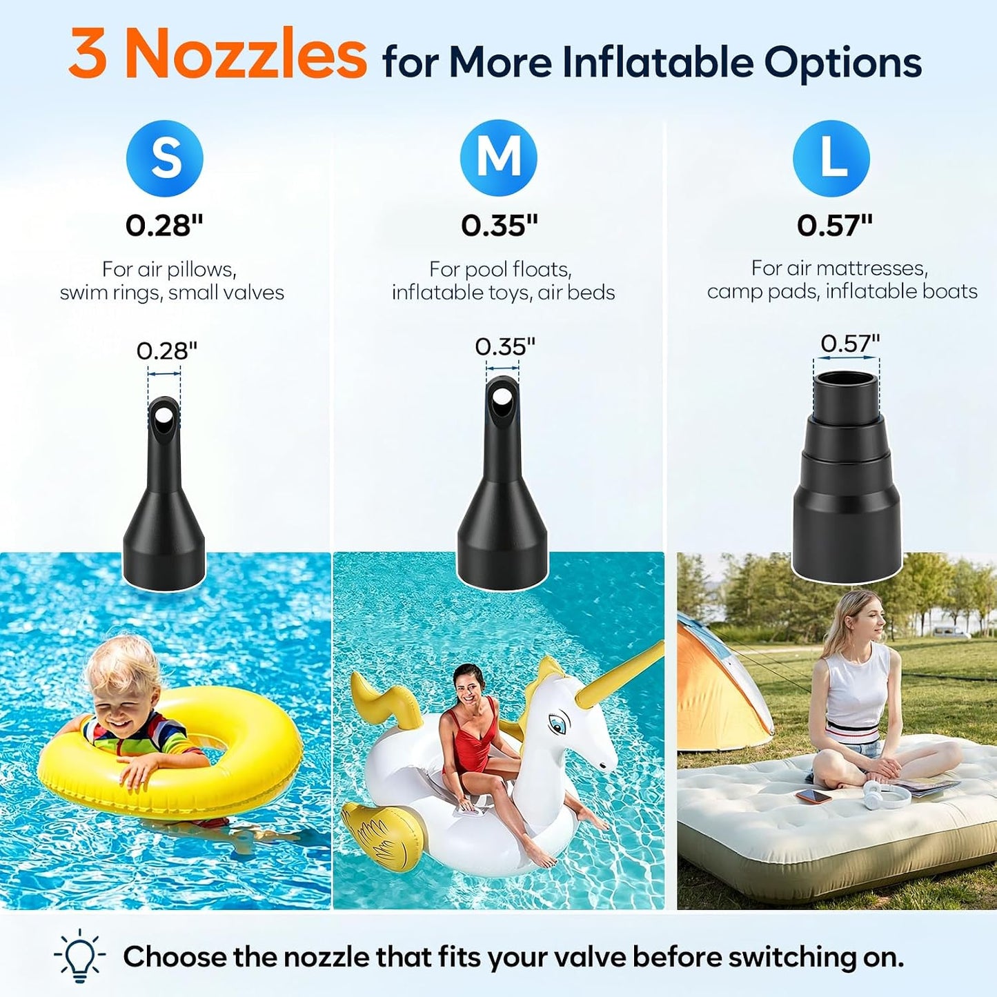 AGPTEK Rechargeable Air Pump,4000mAh Quick-Fill Inflator Deflator,3 Nozzles | Portable Electric Air Pump, Lightweight, for Air Beds, Air Mattresses, Pool toys,Inflatables,Fast Inflation,Camping, Outdoor