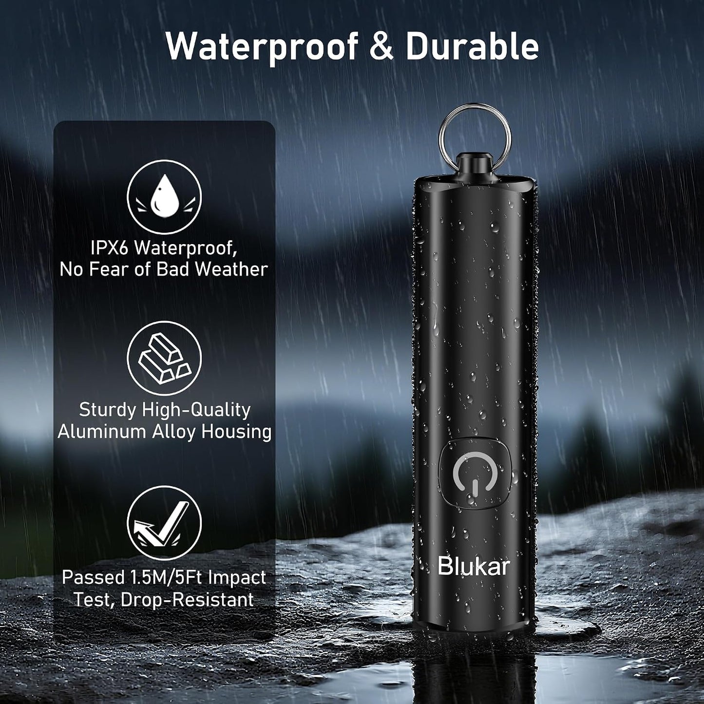 Blukar 2 Pack EDC Rechargeable Keychain Flashlight, 360L Mini Flash Light | 3 Lighting Modes, Memory Function, Waterproof, Compact Pocket Light for Everyday Carry, Emergency, Camping, Outdoor