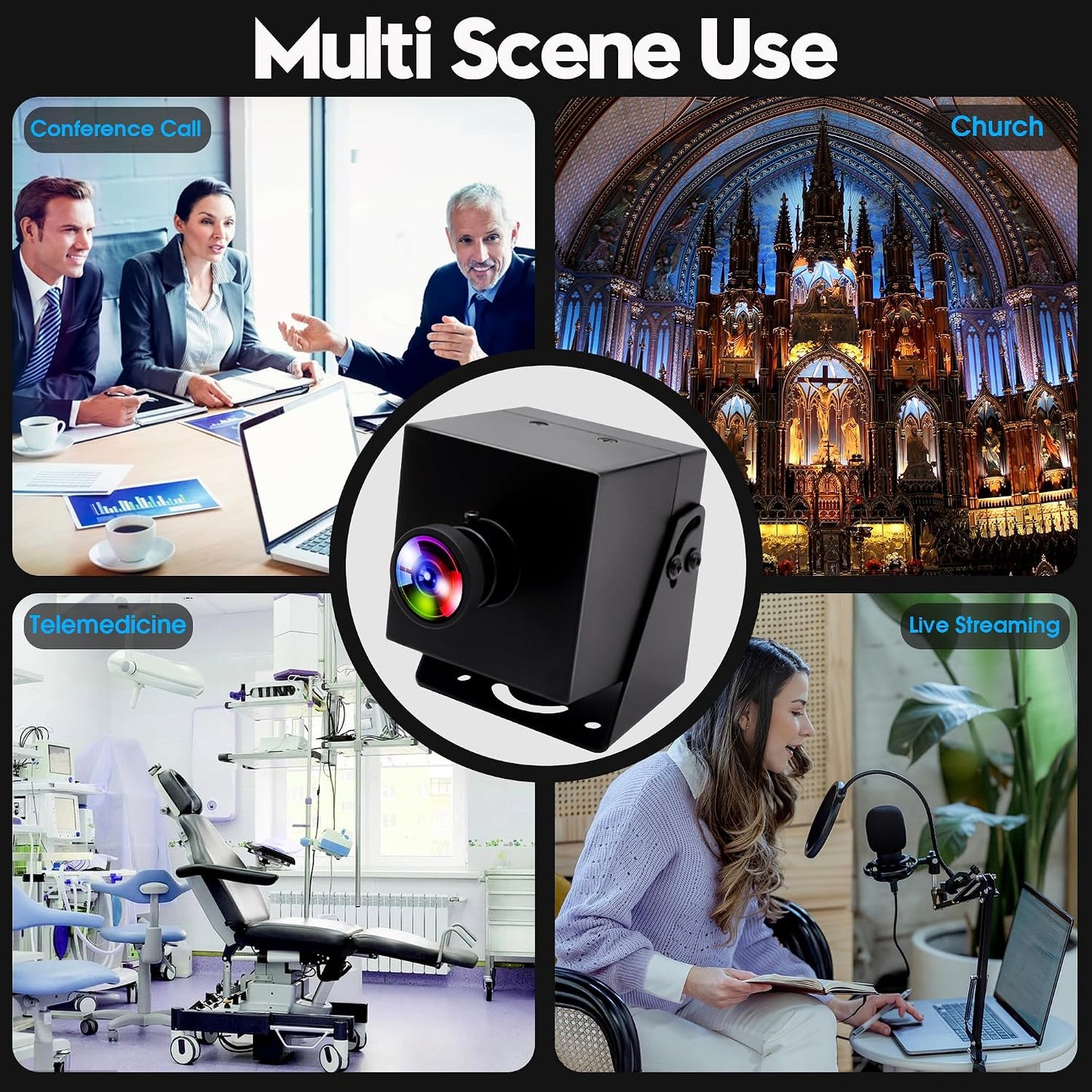 ELP 4K HDMI USB Camera Wide Angle PC Camera for Computer Monitor Simultaneously Output Mini UVC USB2.0 Webcam 2X Digital Zoom H.264 8mp USB Security Camera (120degree no Distortion Lens)
