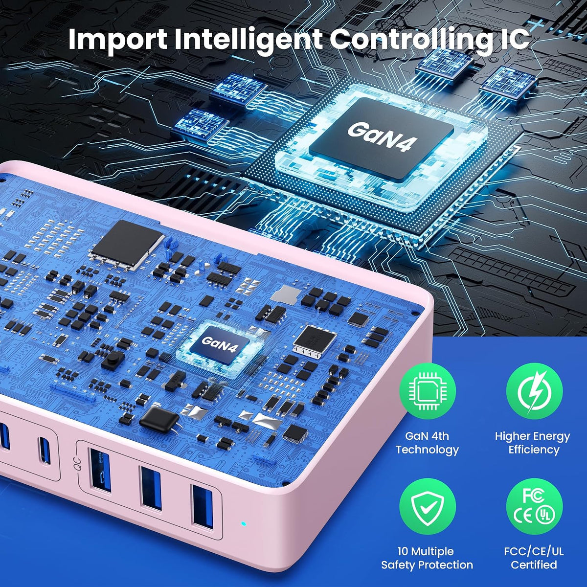 USB C Charger 300W USB C Charger Block, 8-Ports GaN IV Fast Charging Station Hub,PD 100W Laptop Charger Adapter,for MacBook Pro/Air/iPad/iPhone16/15/14/Apple Watch/DELL/Samsung for Home Office