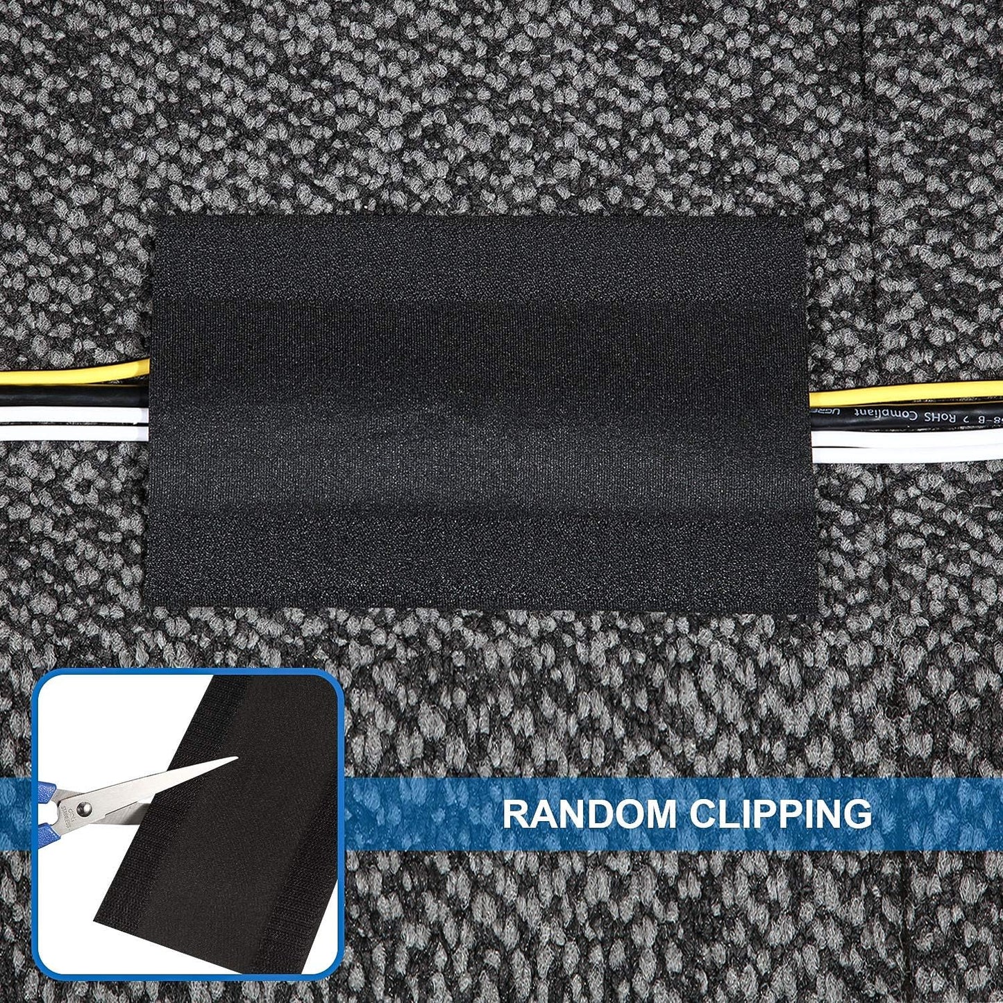 WILLBOND Carpet Cord Cover Cable Protector Floor Cover Cable Protector Management Only for Commercial Office Carpet(19.69 ft,Black)