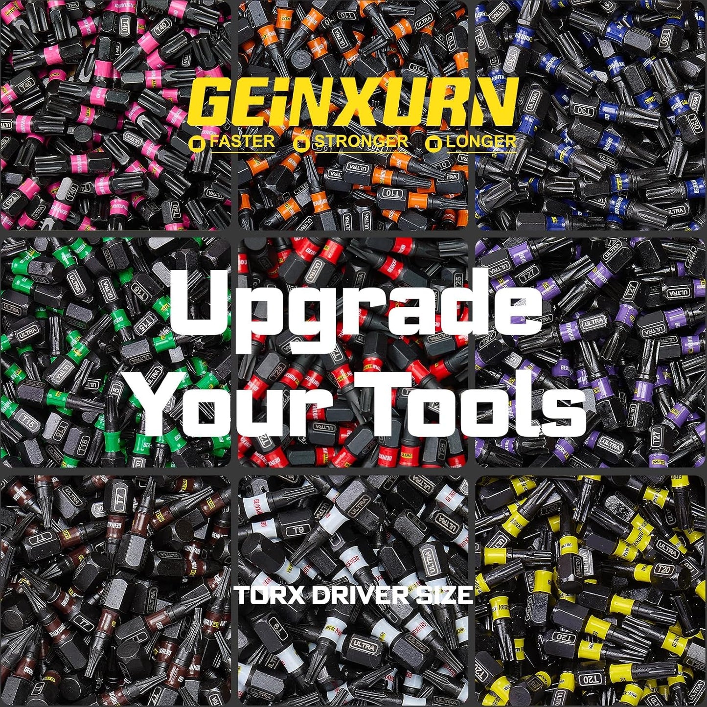 Impact Torx Screwdriver Bits Set, 52Pcs Magnetic(T7-T40) S2 Steel 1”/2”/3”/6” Long Extension Multi Star Driver Bits and 1Pc Bit Holder with Color Coded Base