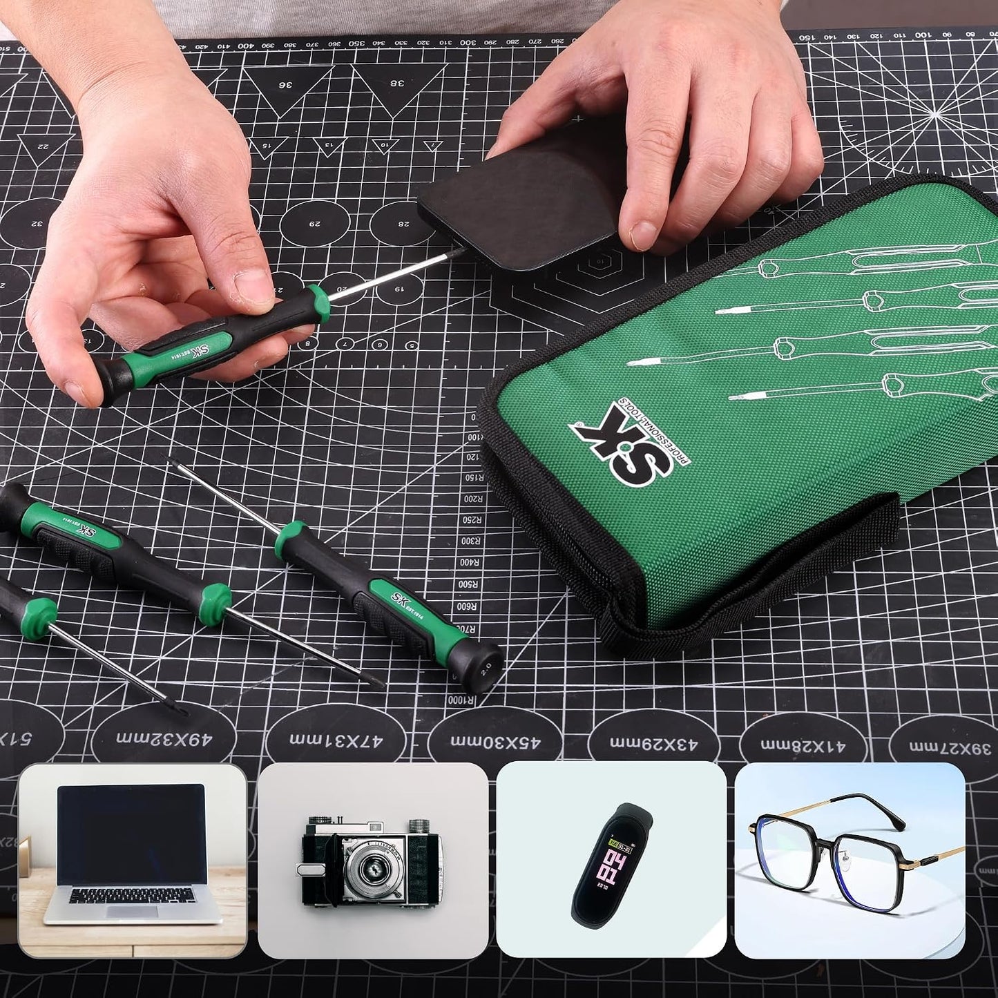 SK 12-Piece Mini Screwdriver Set, Precision Screwdriver Set, Small Kit | Micro Electronics Screwdrivers, Magnetic Slotted/Phillip/Star Tips, Premium Alloy Steel, SureGrip Handle, with Zipper Pouch